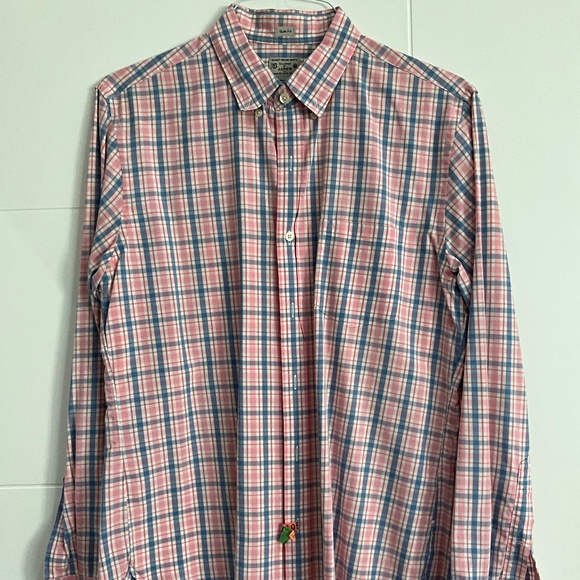 J. Crew - Medium slim fit size large- plaid shirt in pink and blue - Picture 1 of 4